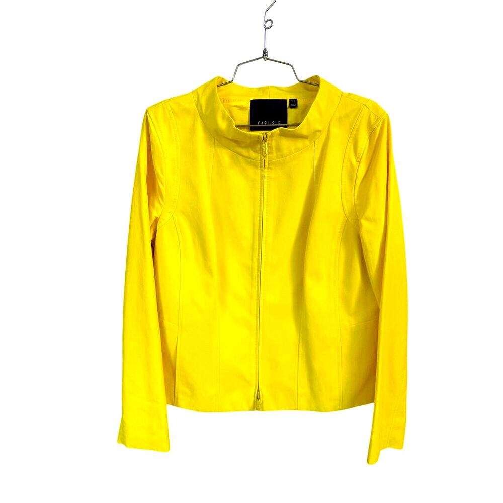 Carlisle Yellow Zip Front Jacket Size 14 Structured Career Blazer - Picture 4 of 9